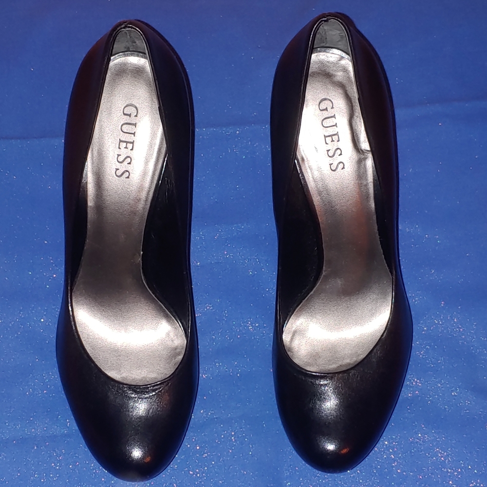 Guess black platform heels